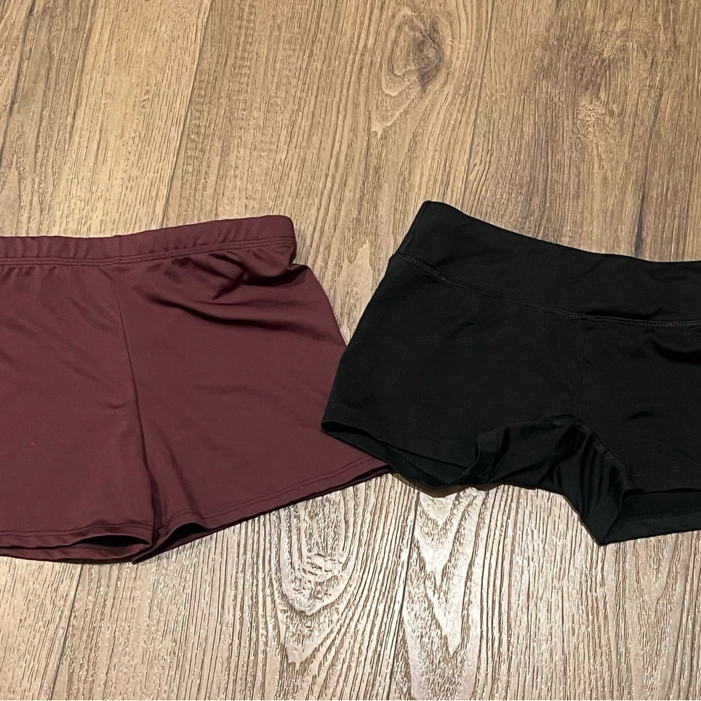 Girls Black and Burgundy Biker Shorts or Cheer Shorts